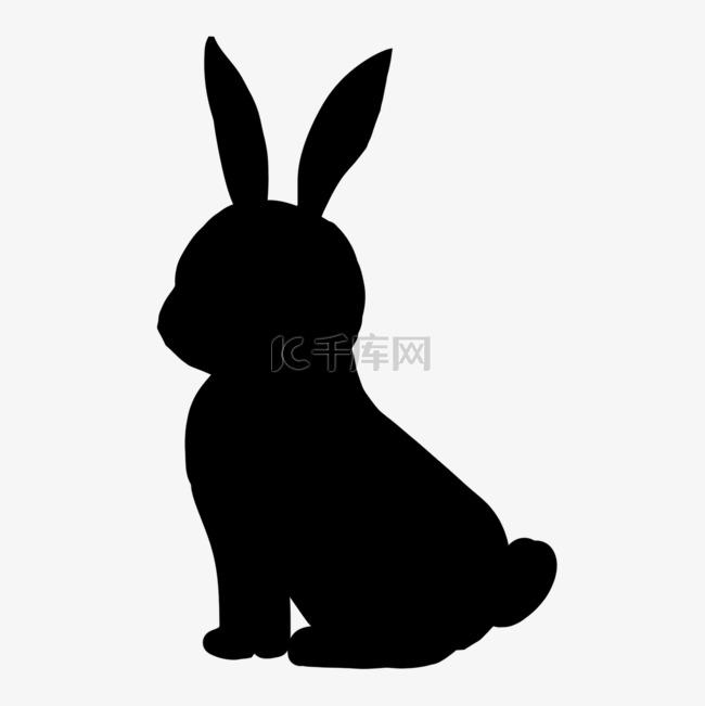 兔子剪影蹲着卡通