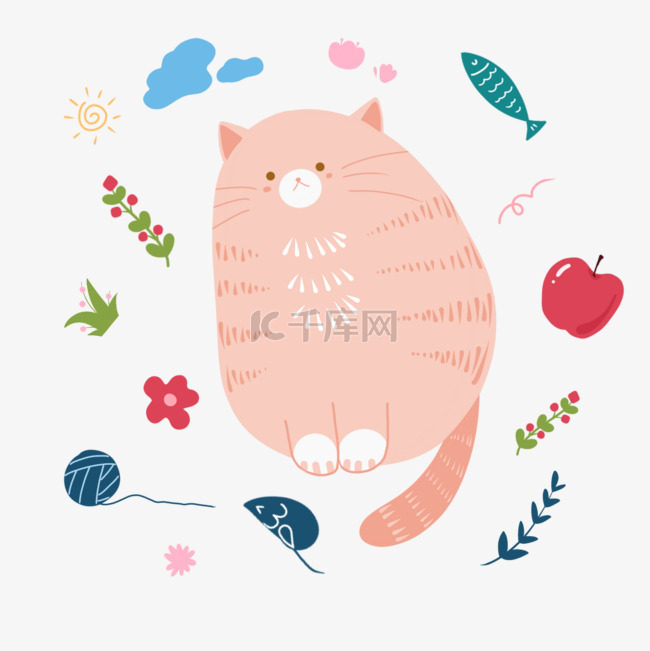 波西米亚风格猫咪涂鸦
