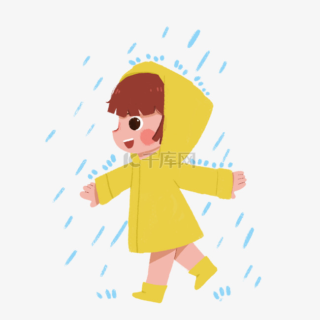 谷雨节气雨中的小孩