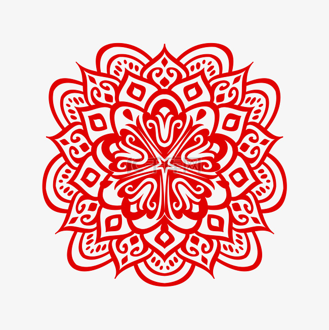 新年剪纸装饰窗花红色中式花纹