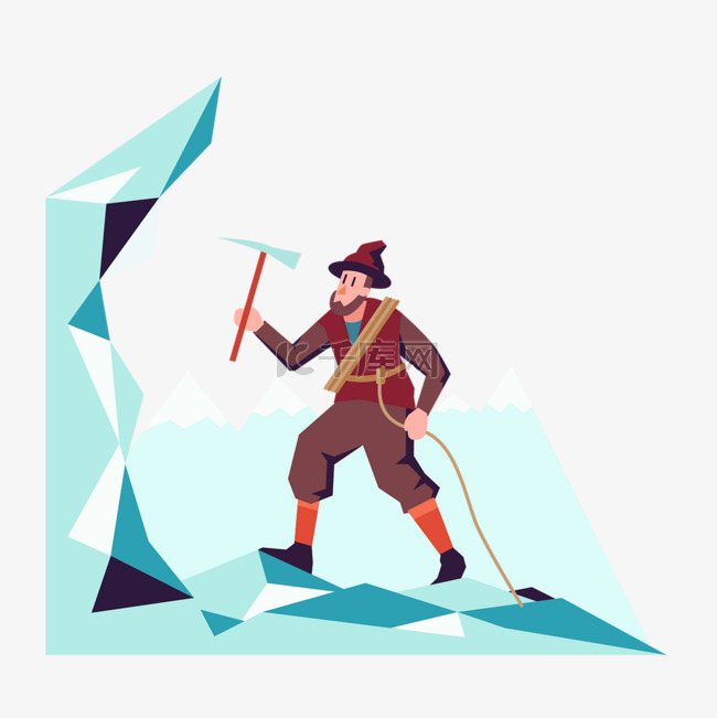 爬山运动概念插画登山的人使用冰