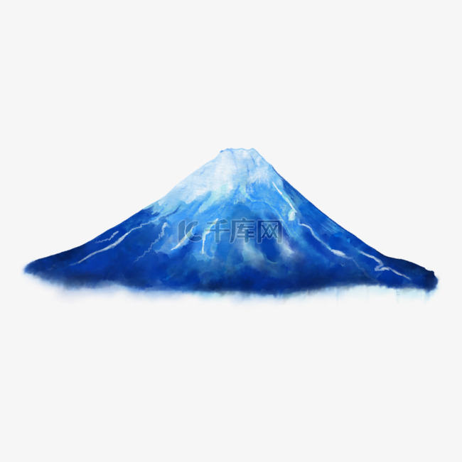 水彩水墨富士山脉