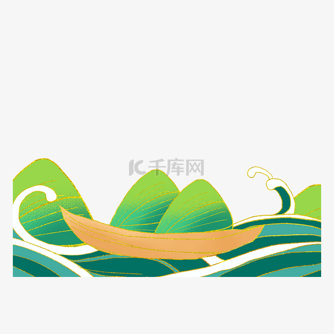 端午节绿色粽子风景国潮