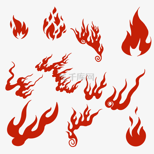 红色火焰火纹火苗中国风古代套图