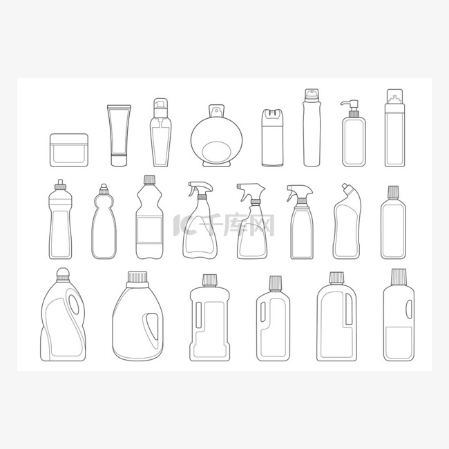 洗涤剂和洗护用品瓶图标集