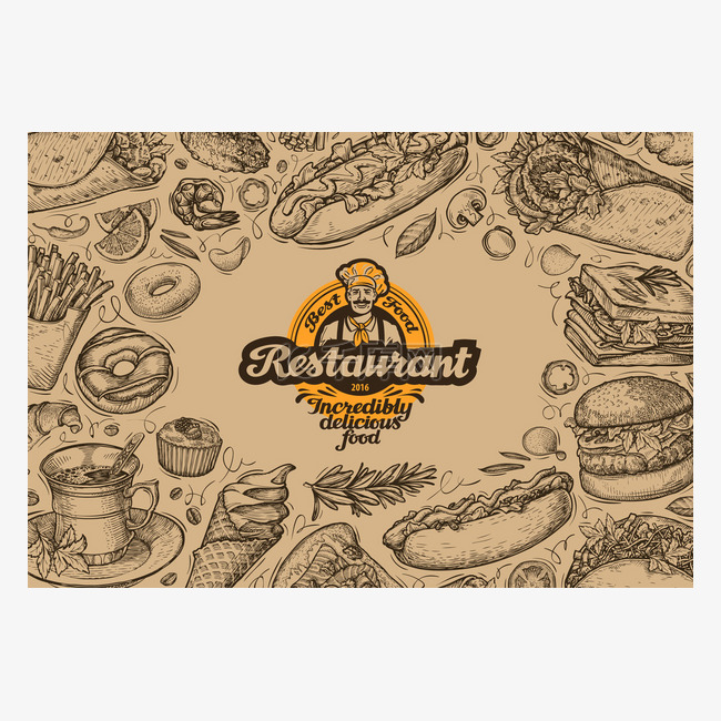 模板设计菜单餐厅或小餐馆。手工
