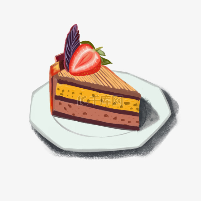 蛋糕巧克力水彩生日