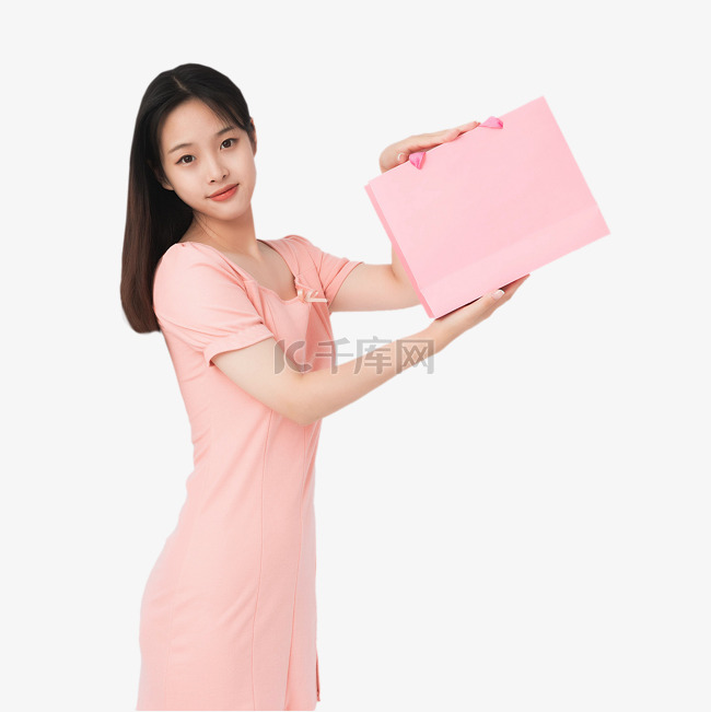粉色连衣裙女销售员