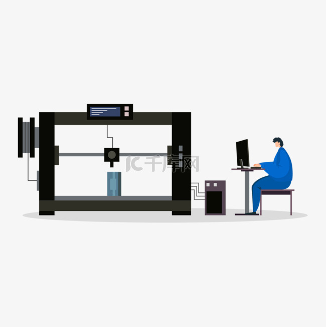 3d打印科技员工开发模型插画