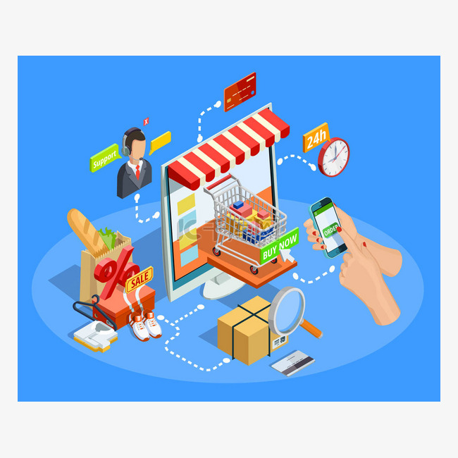 Shopping E-commerce Concept Isometric Poster