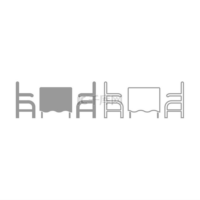 餐厅图标中的桌子和两把椅子或扶