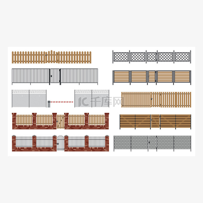 金属和木制围栏、 大门.