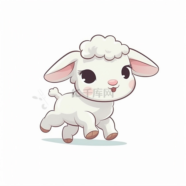 一只正在奔跑的小羊