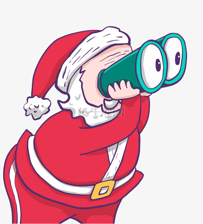 圣诞圣诞老人拿望远镜漫画表情包