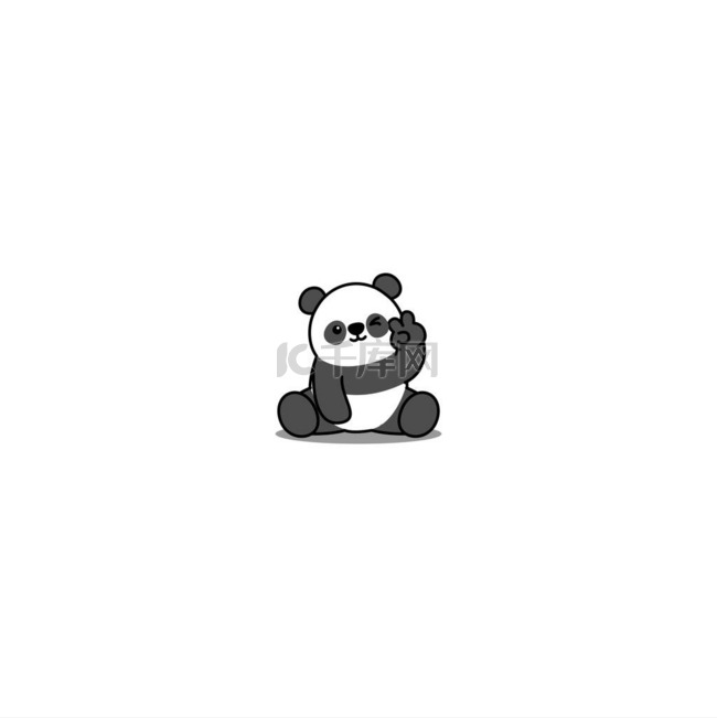 可爱的熊猫展示V字手势和闪烁的