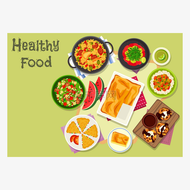 健康食品设计的美味午餐图标