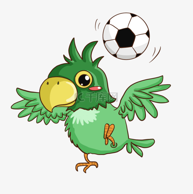 足球运动卡通绿鹦鹉形象