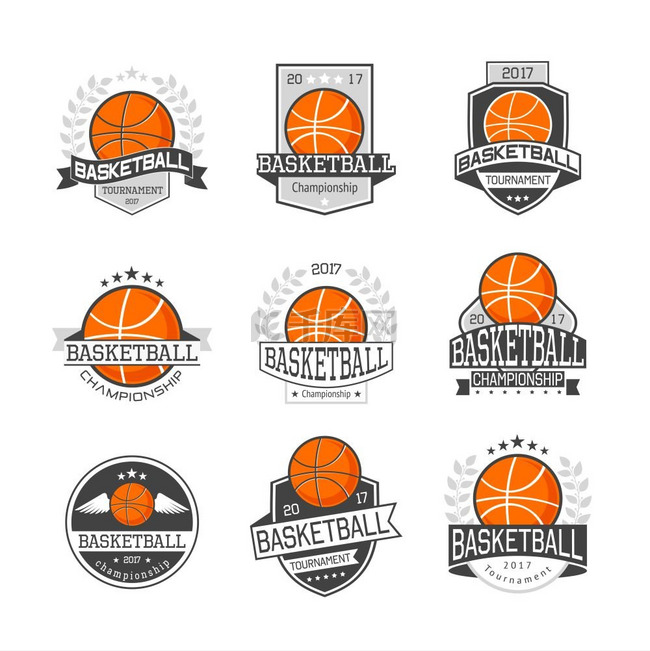 篮球比赛标志集。