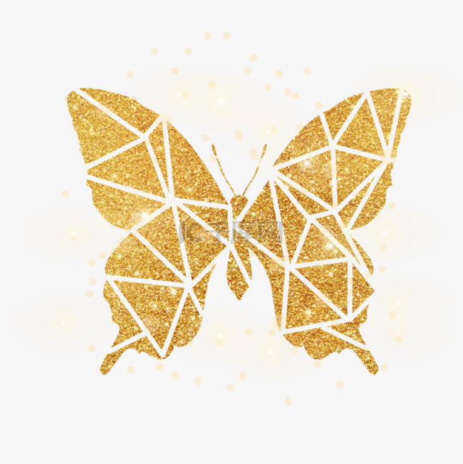 金色蝴蝶几何金粉