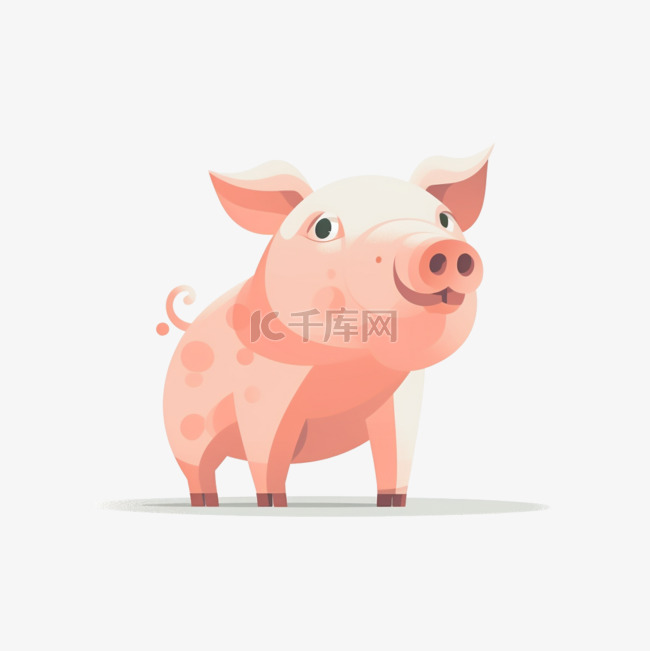 猪可爱卡通手绘免扣动物扁平插画