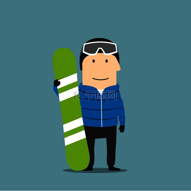 穿着冬季滑雪运动服、头盔和护目