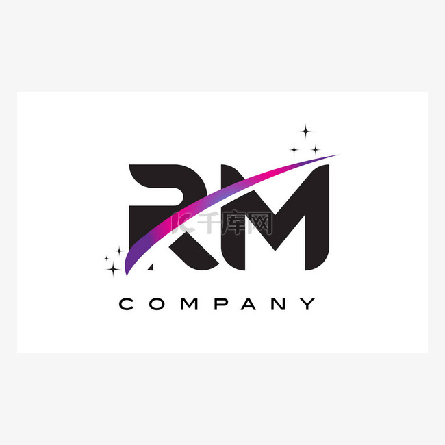 Rm R M 黑色字母标志设计