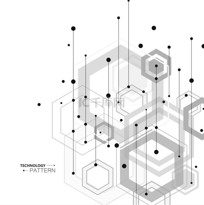 技术六边形插图和几何背景技术六