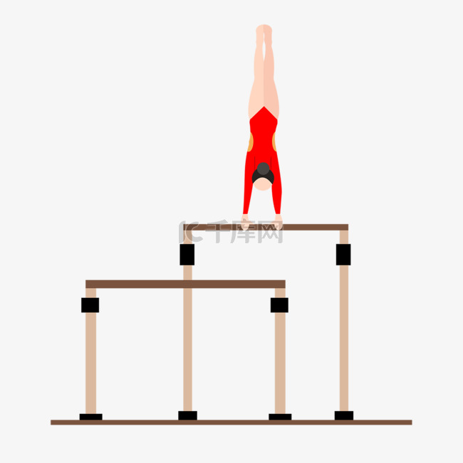高低杠女性体操运动员扁平风格