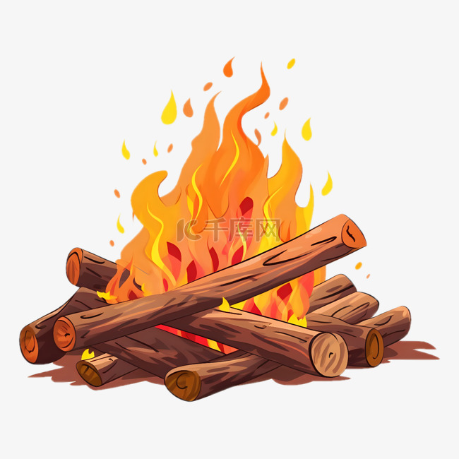 火焰卡通木材火堆