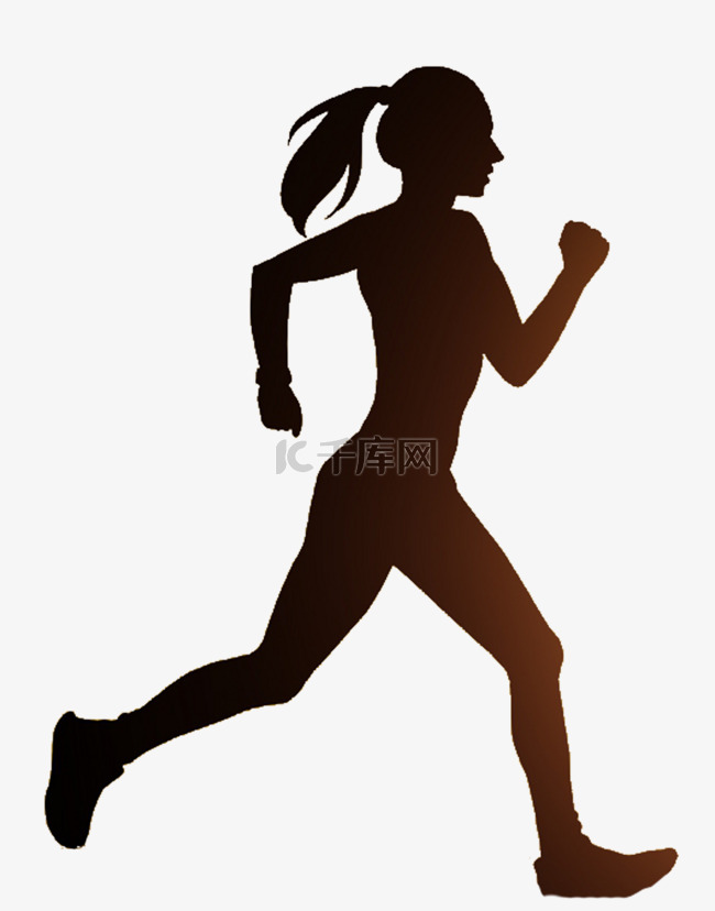 女人跑步剪影