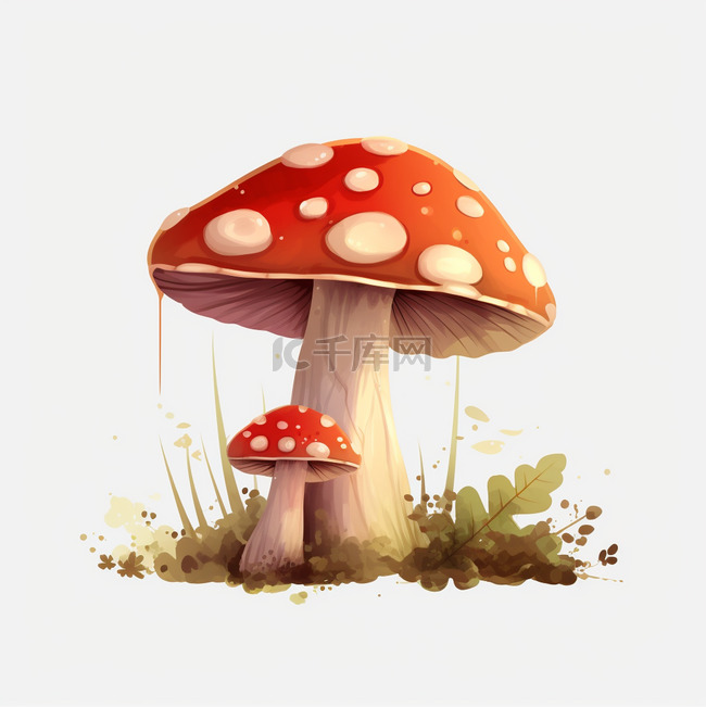 彩色夏季手绘蘑菇