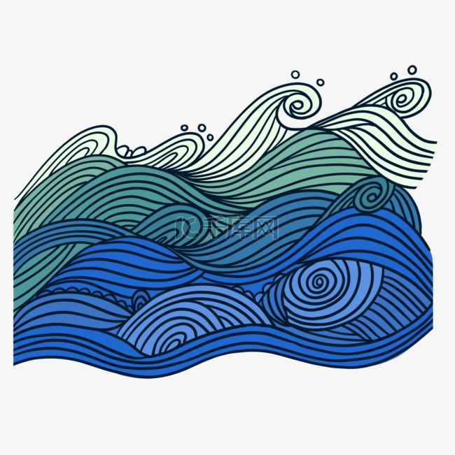 波浪抽象装饰线条绿色蓝色