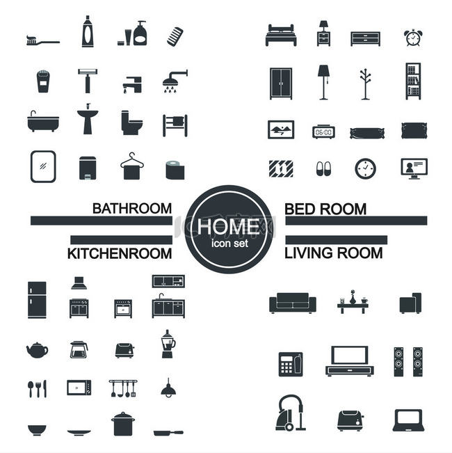 客厅、 卧室、 厨房、 浴室图