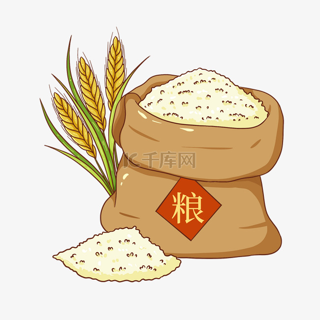丰收粮食米袋麦穗
