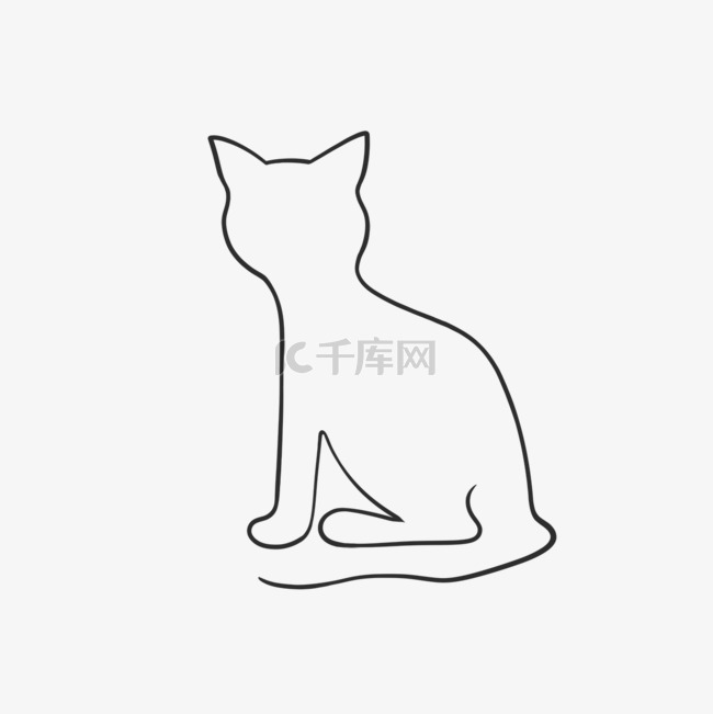 猫咪连续线条抽象画