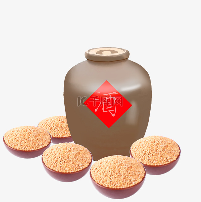 五谷酒酒坛中国风古代食物