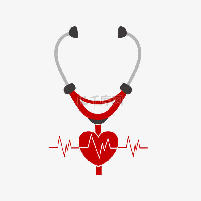 世界卫生日红色心脏和听诊器