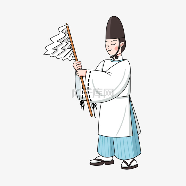 日本寺庙神主宫司白色衣服