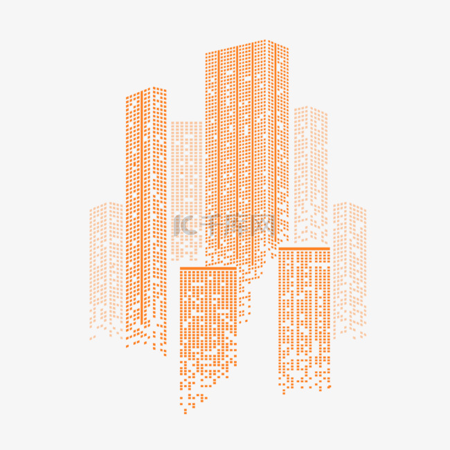 橙色抽象色块组合城市建筑