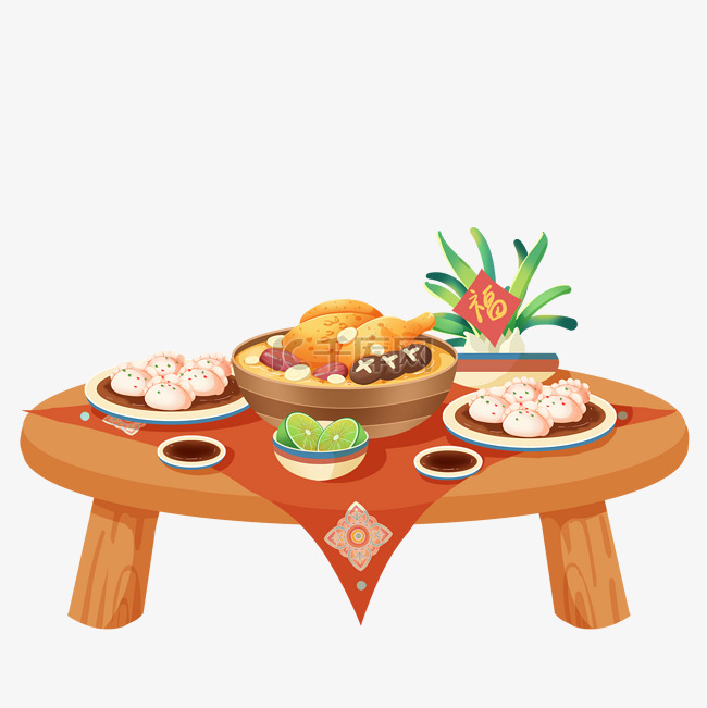 新年春节过节聚会团圆饭桌吃饭