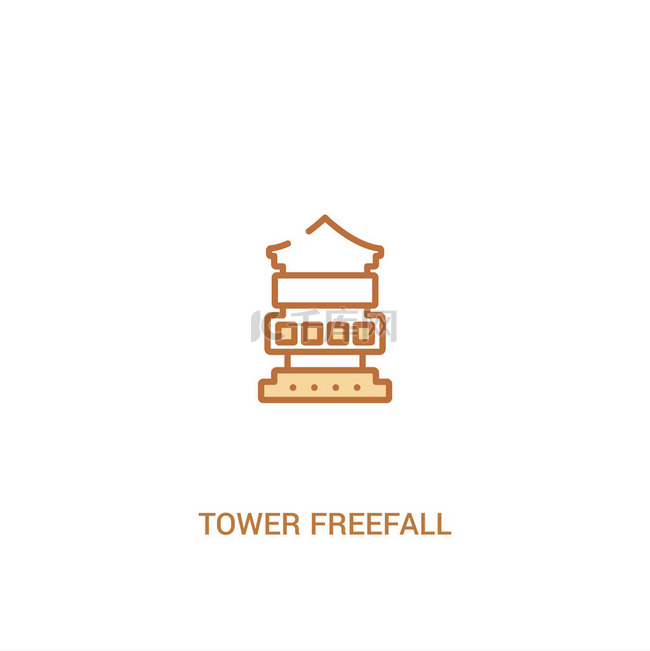 塔自由落体概念 2 彩色图标。