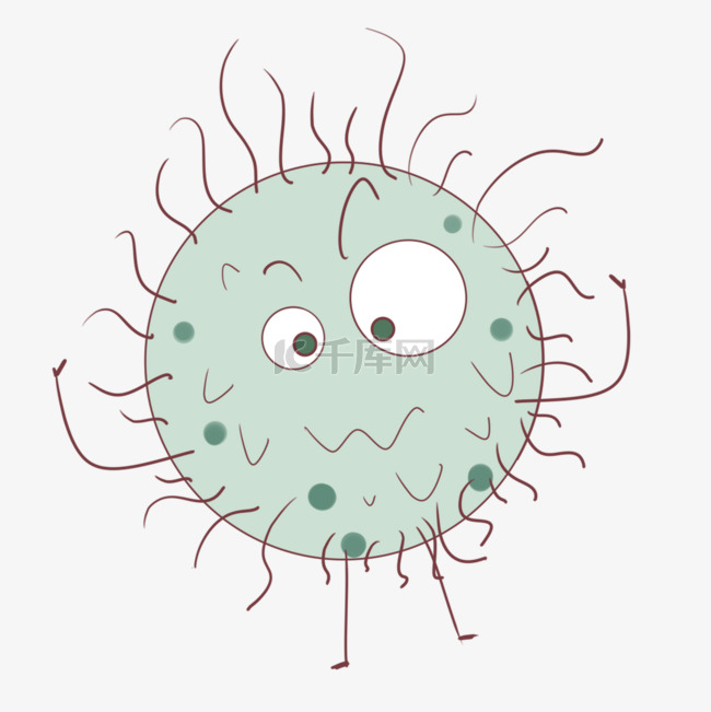 浅绿色卡通可爱表情病毒细菌