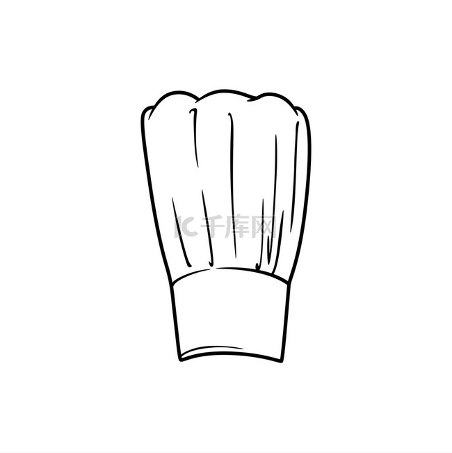 厨师帽隔离线性图标传统厨师帽带