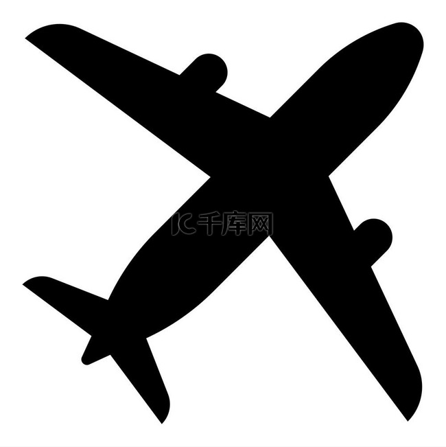 飞机图标黑色矢量插图平面样式简
