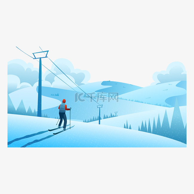 冬天冬景滑雪运动