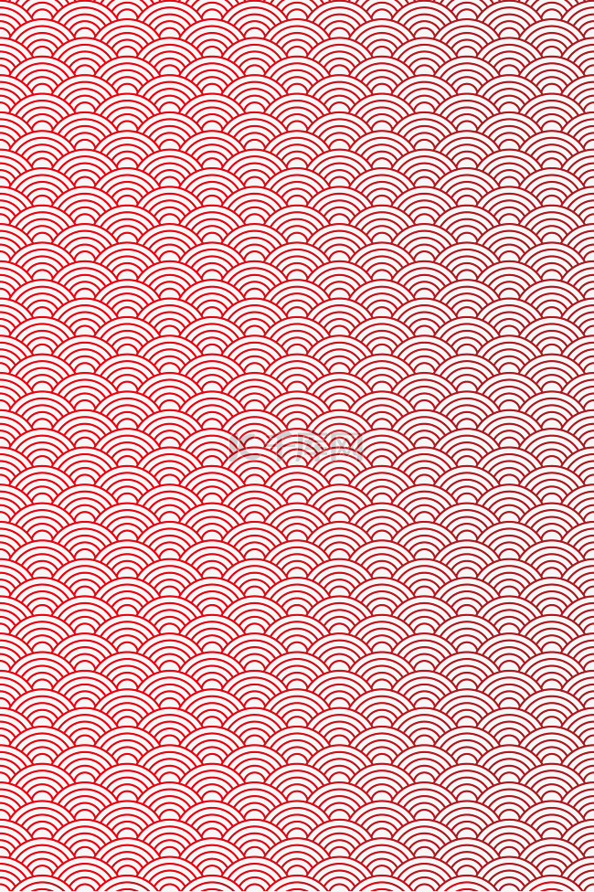 中国风中式喜庆红色海浪纹底纹