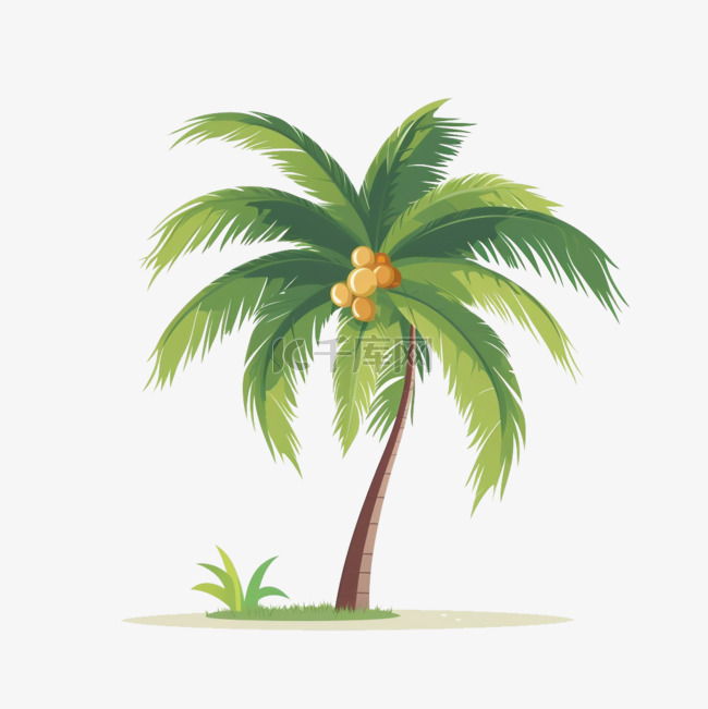 夏季椰子椰树扁平风卡通免扣手绘