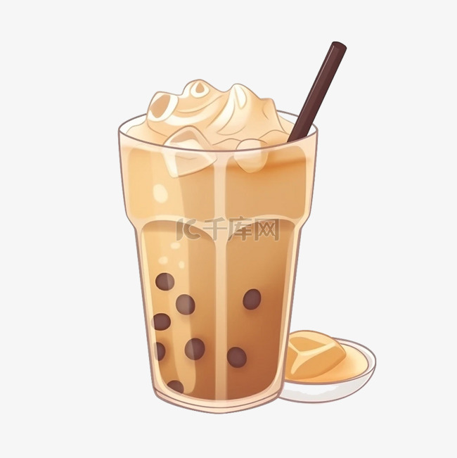 扁平卡通免抠图素材奶茶