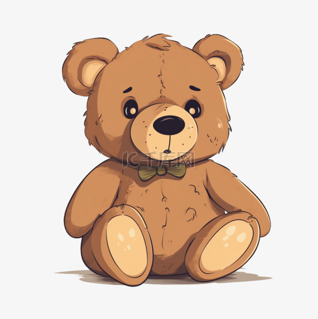 手绘插画风免抠元素玩具泰迪熊