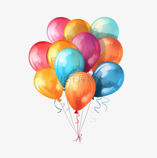 卡通手绘彩色气球